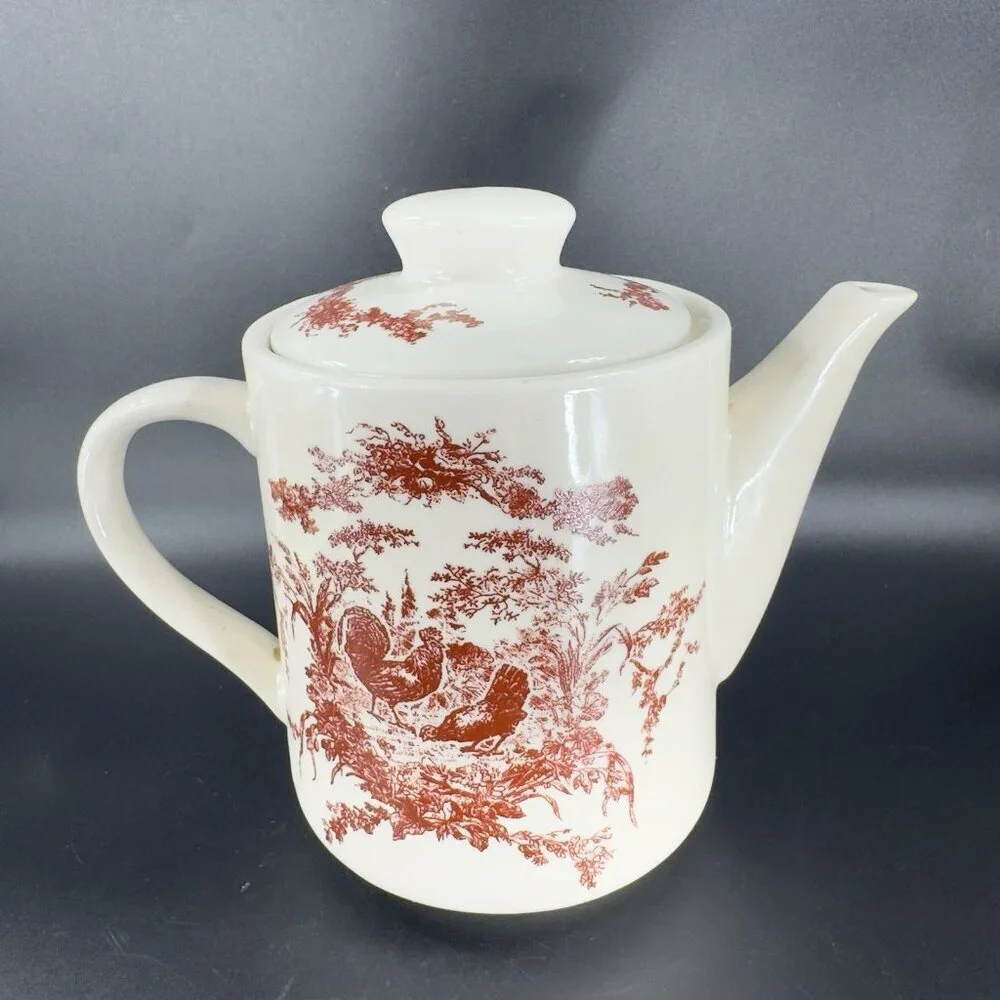 2002 California Pantry Teapot Rooster Chicken‎ Ceramic Carafe Classic Ceramics